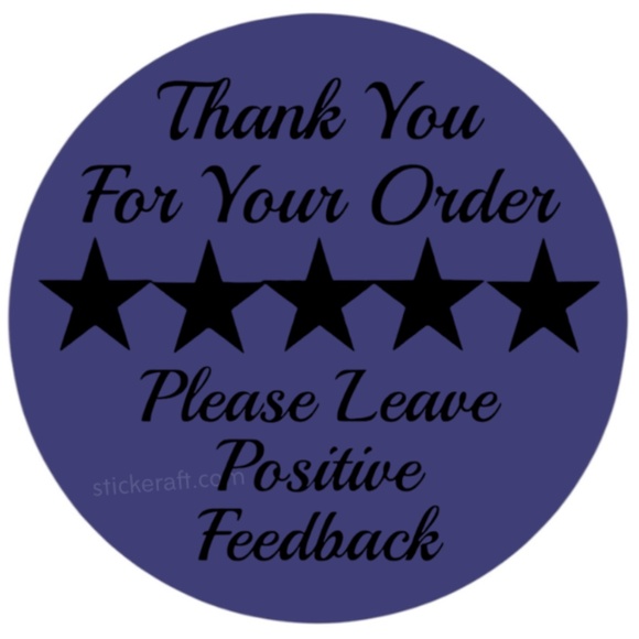 Thank You Stickers Positive Feedback Labels 5 Star Review Packaging - Picture 2 of 15
